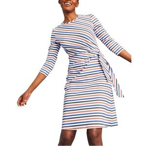 J.McLaughlin Elora Dress Blue Brown Stripe Size M